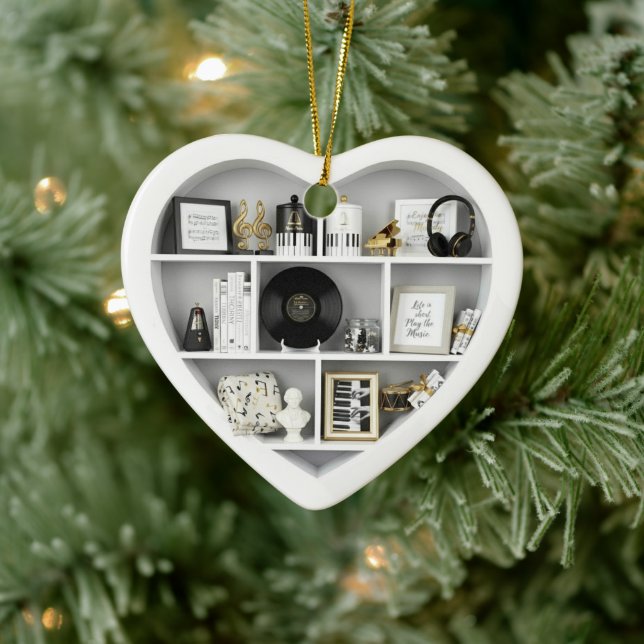 Tiny Shelves Piano Music Fan edition 2Dprint Heart Keramik Ornament (Baum)