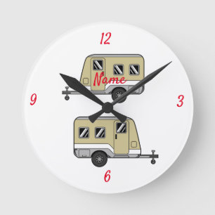 Tiny Tan Caravan Camper Thunder_Cove Runde Wanduhr