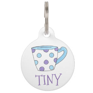 Tiny Teacup Tee Cup Party Polka Dot Dog Pet Tag Tiermarke