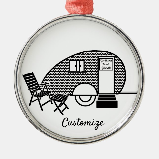 Tiny Teardrop Trailer Thunder_Cove Ornament Aus Metall (Vorne)