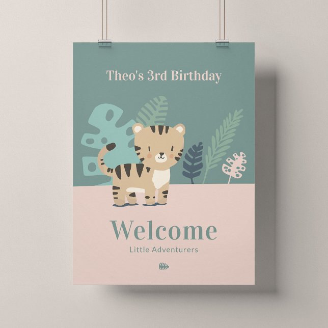 Tiny Tiger Kindergeburtstags-Willkommensschild 18x Poster (Tiny Tiger - 18x24" Party Welcome Poster)