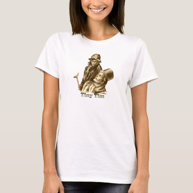 Tiny Tim und Bob Cratchit in einem Weihnachtslied T-Shirt (Vorderseite)
