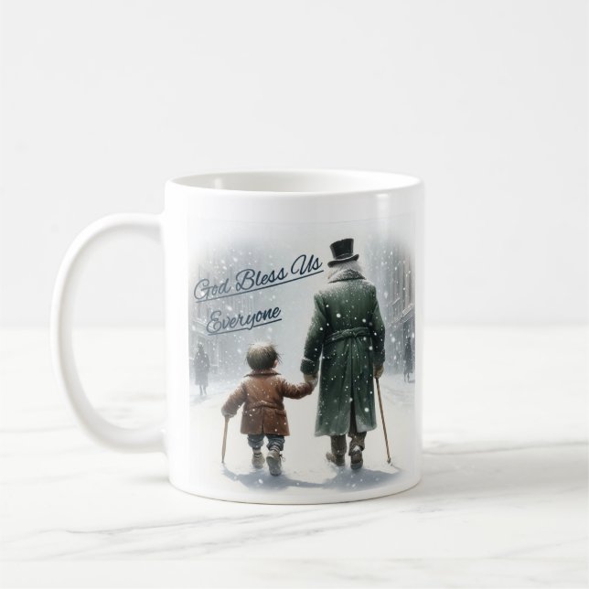 Tiny Tim und Scrooge Hand in Hand Coffee Tasse (Links)