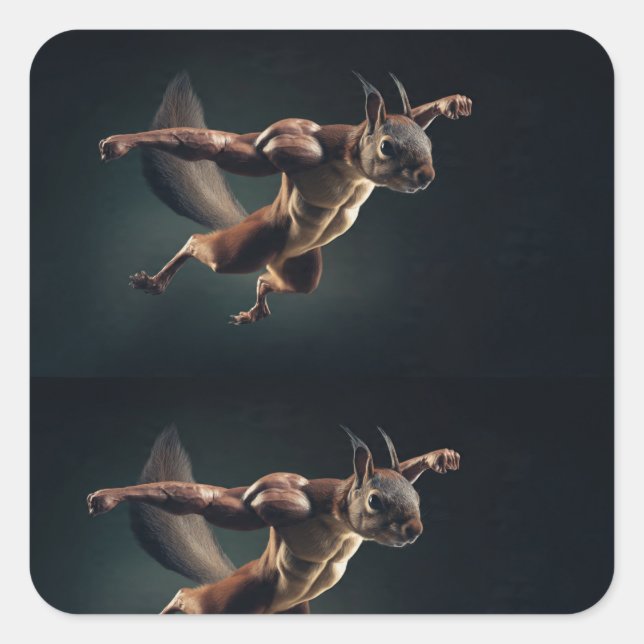 Tiny Titan – Minimal Surreal Squirrel Sticker (Vorderseite)