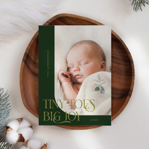 Tiny Toes Big Joy Green Foto Birth Ankündigung