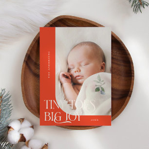 Tiny Toes Big Joy Red Foto Birth Ankündigung