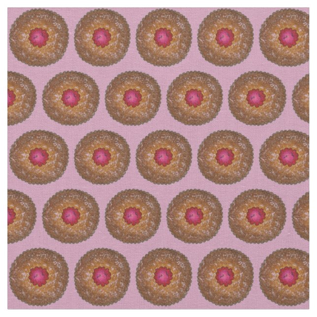 Tiny Tortes Raspberry Linzer Torte Cookies Fabric Stoff (Nahaufnahme)
