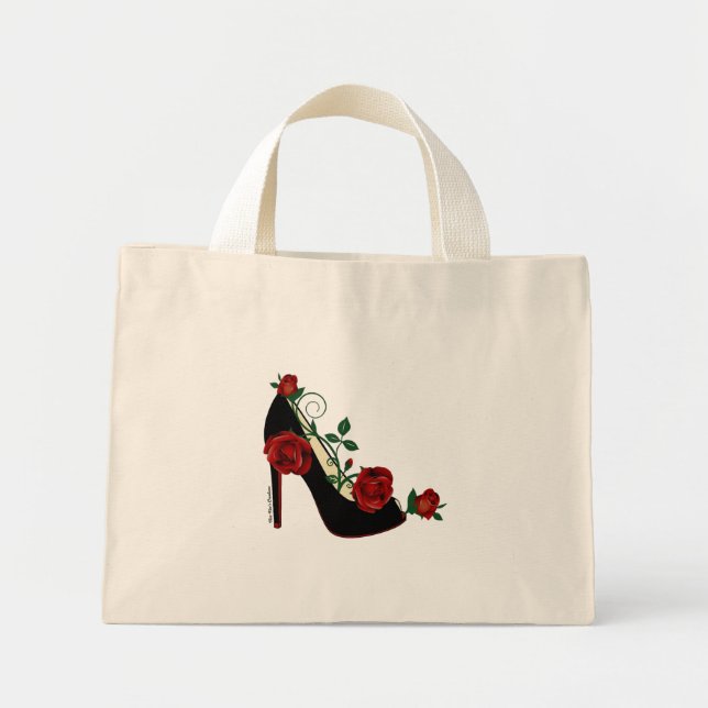 Tiny Tote Bag - Stiletto-Rose Mini Stoffbeutel (Vorne)