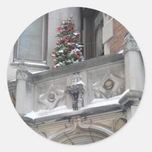 Tiny Tree Upper West Side NYC Weihnachtsfeiertag Runder Aufkleber