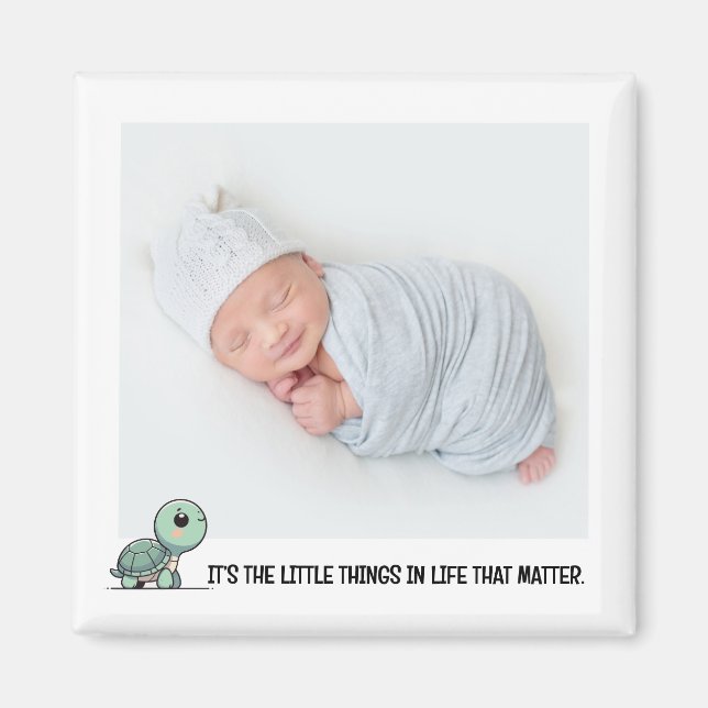 Tiny Turtle Baby Foto Magnet (Vorne)