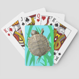Tiny Turtle (Tortoise) auf der grünen Gras Illustr Spielkarten