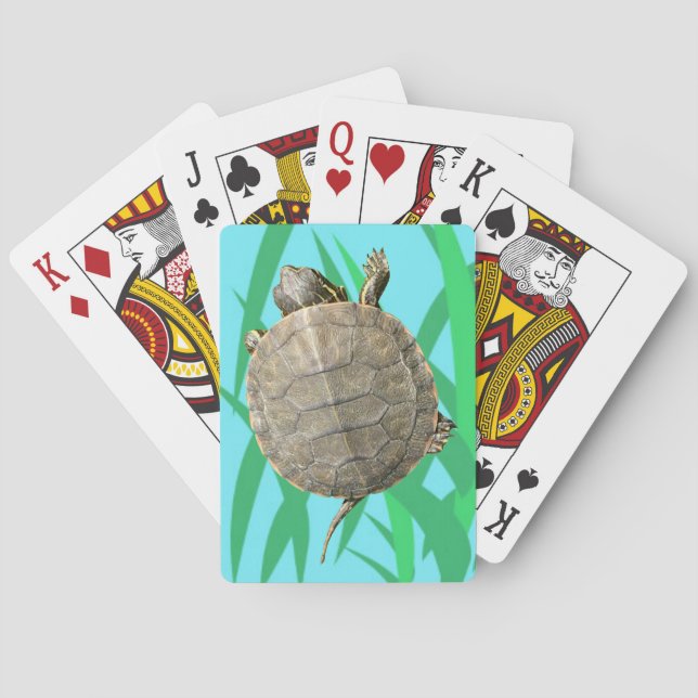 Tiny Turtle (Tortoise) auf der grünen Gras Illustr Spielkarten (Rückseite)