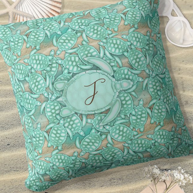 Tiny Turtles Sea and Sand Monogram ID696 Kissen (Von Creator hochgeladen)