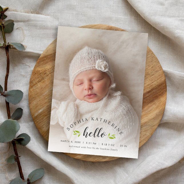 Tiny Twigs Foto Overlay Geburtsankündigung Ankündigung (Von Creator hochgeladen)