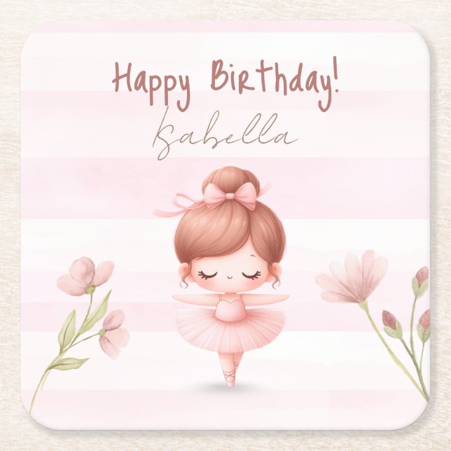 Tiny Twirls – Ballerina  Rechteckiger Pappuntersetzer (Vorderseite)