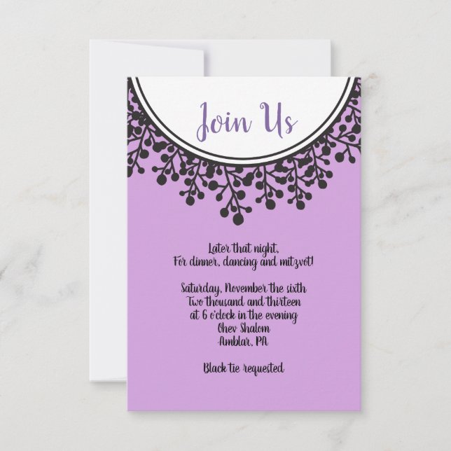 TINY VINES Circular Bat Mitzvah Empfang Card Einladung (Vorderseite)