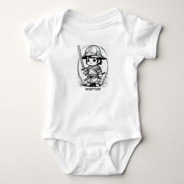 "Tiny Warrior: Little but Fierce" Baby Strampler (Vorderseite)