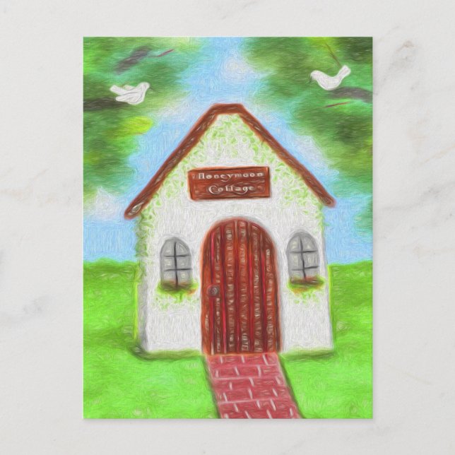 Tiny White Hütte Wedding Danke Postcard Postkarte (Vorderseite)