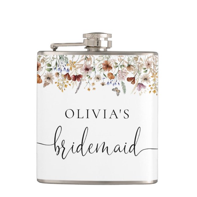 Tiny Wildblume Brautparty Flask Flachmann (Vorderseite)
