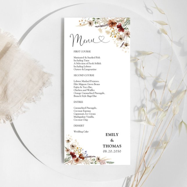 Tiny Wildblume Wedding Menu Menükarte (Von Creator hochgeladen)