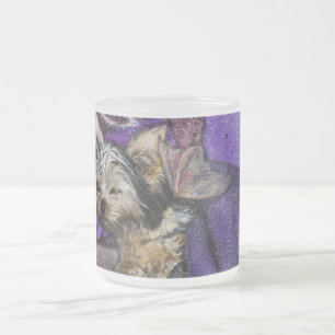 Tiny Yorkie Sleeping Angel Halo Memorial Art Mattglastasse