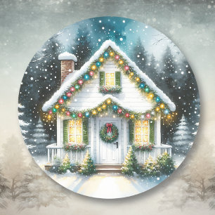 Tiny Zuhause Christmas Runder Aufkleber