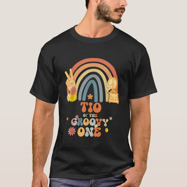 Tio der Groovy One Rainbow Boho Birthday Party T-Shirt (Vorderseite)