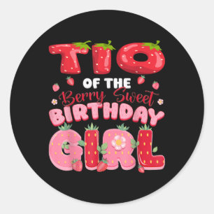 Tio of the Berry Sweet Birthday Girl Strawberry Pa Runder Aufkleber