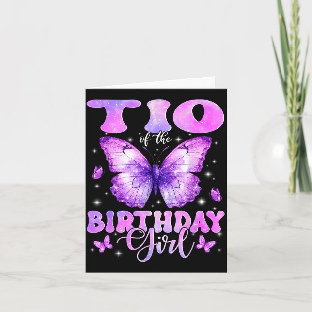 Tio Of The Birthday Girl Butterfly Funny Family  Karte (Vorderseite)
