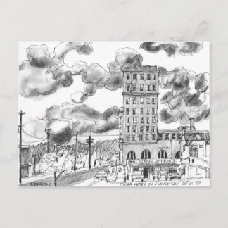 Tioga Hotel am wolkigen Tag, Coos Bay, Oregon Postkarte