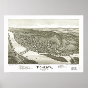 Tionesta Pennsylvania 1896 Antique Panoramabalkart Poster
