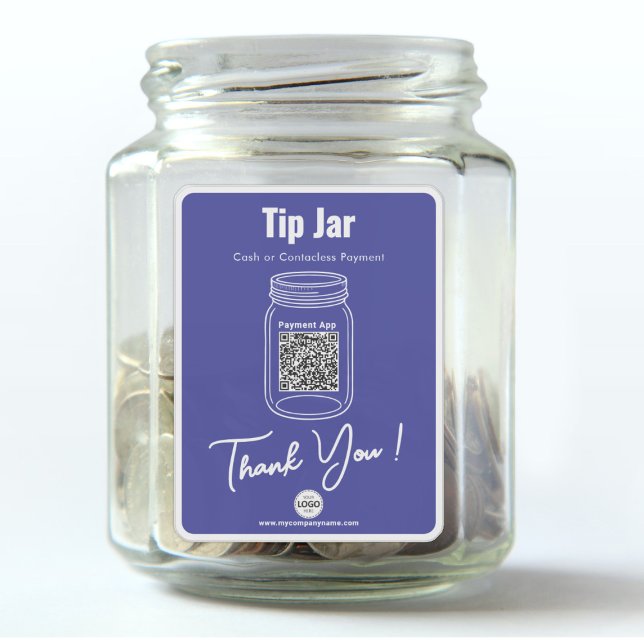 Tip Jar, Custom QR Code Payment App, Blue Vinyl Aufkleber (Von Creator hochgeladen)