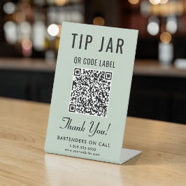 Tip Jar QR Code Sage Green Tabletop Sockelschild