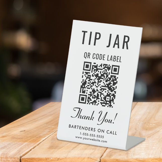 Tip Jar QR Code Tabletop Sockelschild (Empower your customers to tip conveniently and securely with just a scan – no more fumbling for cash)