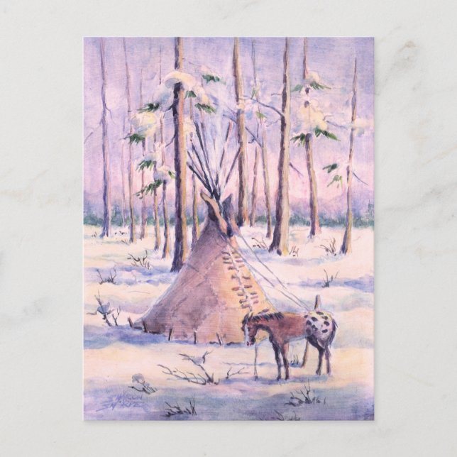 TIPI, APPY & SNOW von SHARON SHARPE Postkarte (Vorderseite)