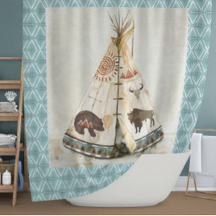 Tipi Bär Stammes Plains Indianer Native Vintage Duschvorhang