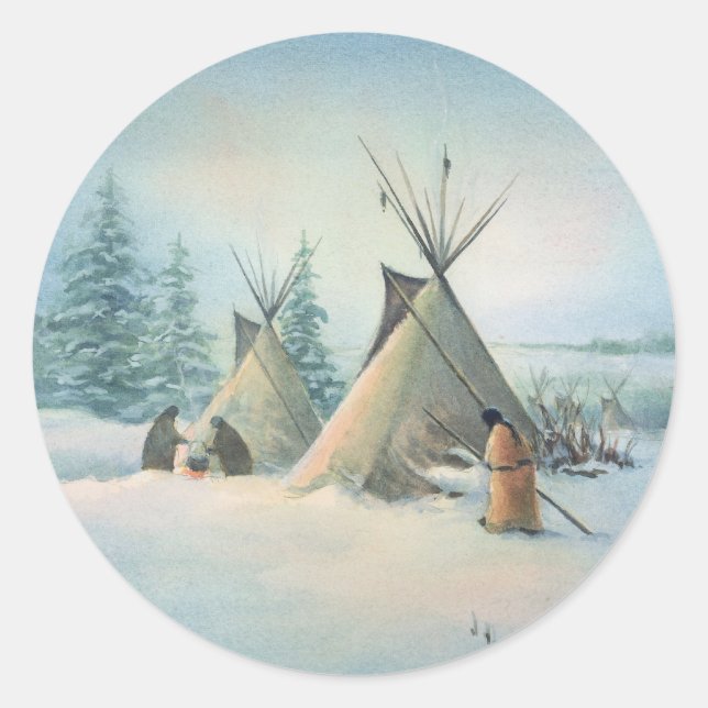 TIPI CAMP SQUAW VON SHARON SHARPE RUNDER AUFKLEBER (Vorderseite)