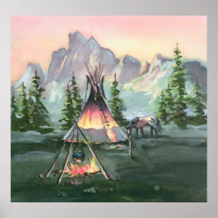 TIPI FIRES by SHARON SHARPE Poster