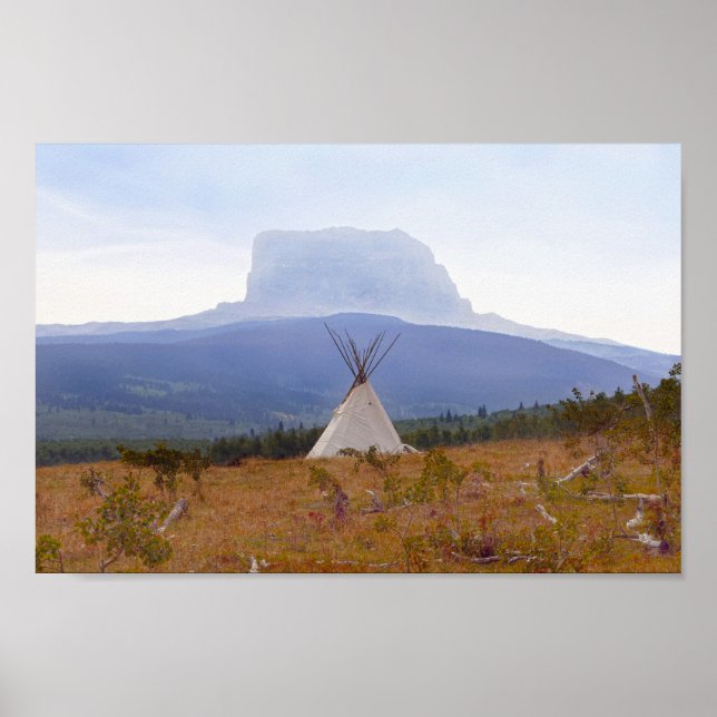 Tipi, Oberberg, Glacier Nationalpark Montana Poster (Vorne)
