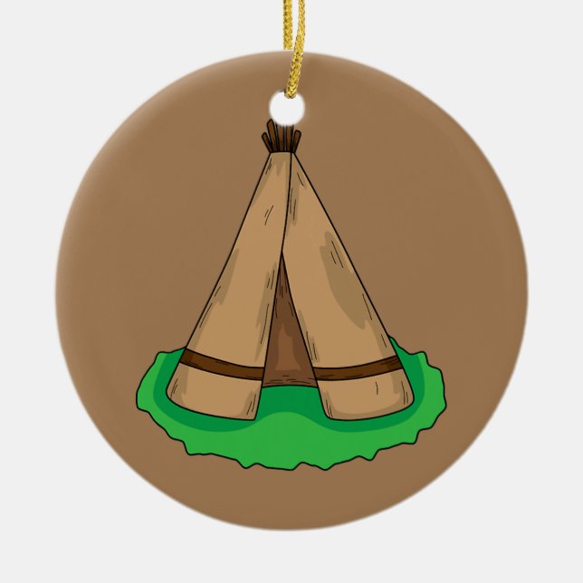 Tipi Teepee Native American Zent Camp Camping Keramik Ornament (Vorne)