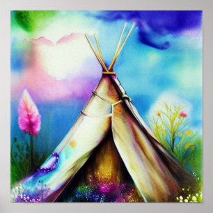 Tipi-Tinte-und-Wasser-Kunst Poster