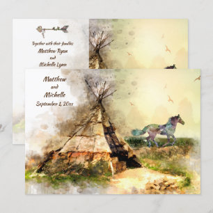 Tipi und Indian Pony Boho Horse Teepee Wedding Einladung