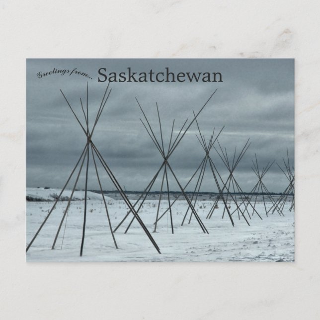 Tipis führen nach Wanuskewin Saskatchewan Postkarte (Vorderseite)