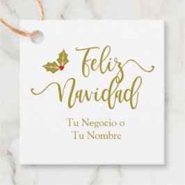 Tipografía en Español Feliz Navidad con Acebo Geschenkanhänger