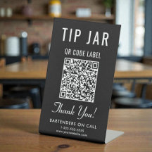 Tipp Jar QR Code Black Tabletop