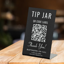 Tipp Jar QR Code Black Tabletop Sockelschild