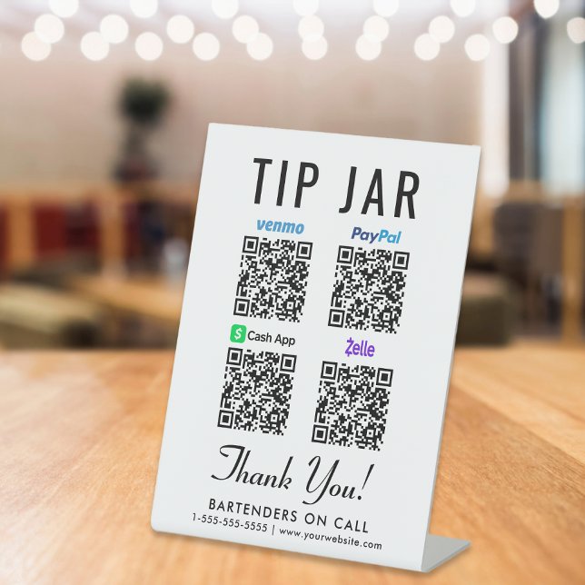Tipp Jar QR Code Venmo Paypal Cashapp Zelle Sockelschild (Empower your customers to tip conveniently and securely with just a scan – no more fumbling for cash)