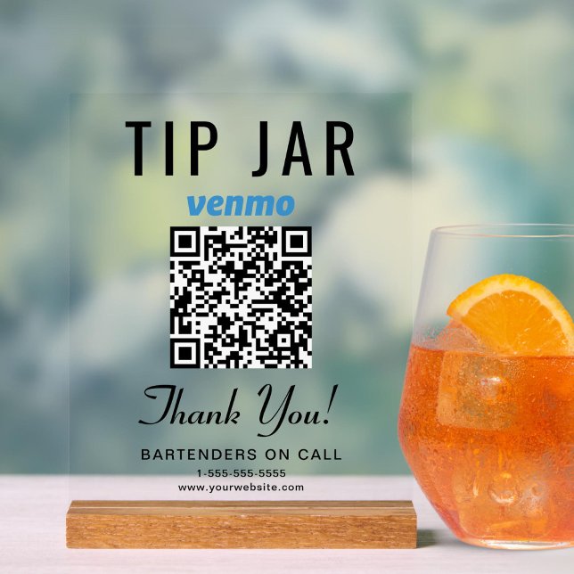 Tipp Jar Venmo QR Code löschen Acrylschild (Von Creator hochgeladen)