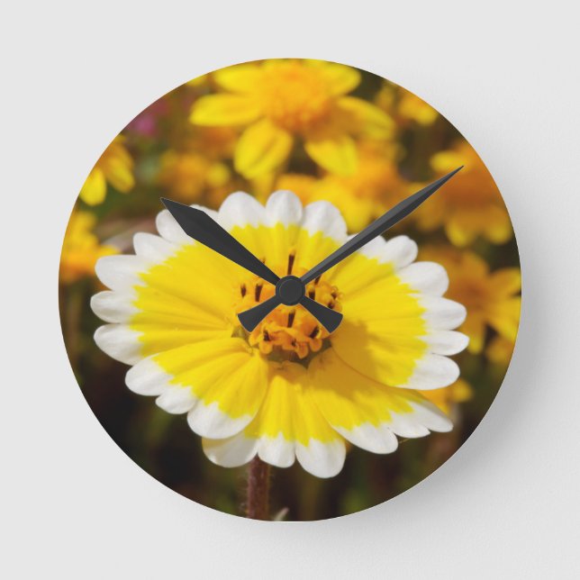 Tipp-Wildblumen Runde Wanduhr (Vorderseite)