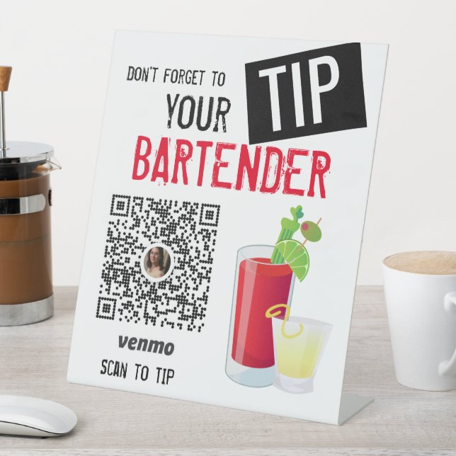 Tippen Sie auf Ihr Server-Barkeeper Venmo-Zeichen Sockelschild (In Situ)